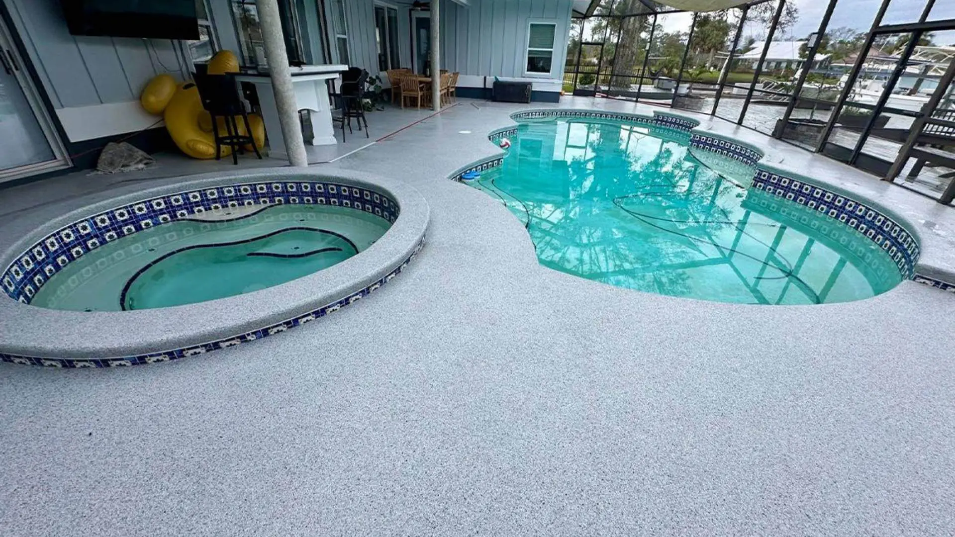 Slippery pool deck apollo beach algae buildup on concrete surface