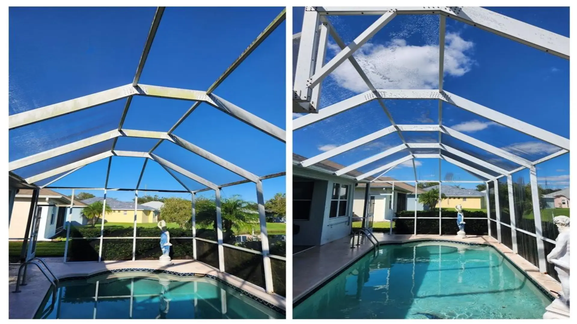 pool cage cleaning apollo beach algae buildup on screen enclosure